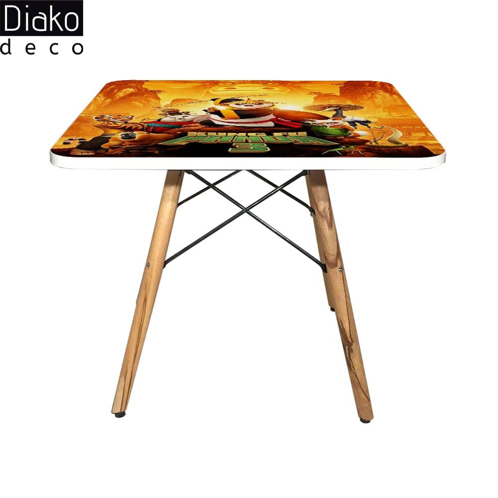 عکس محصول میز مدرن کودک مدل پایه چوبی طرح پاندای کونگ فو کار کد DT-06