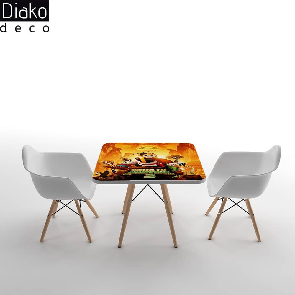 عکس محصول میز مدرن کودک مدل پایه چوبی طرح پاندای کونگ فو کار کد DT-06