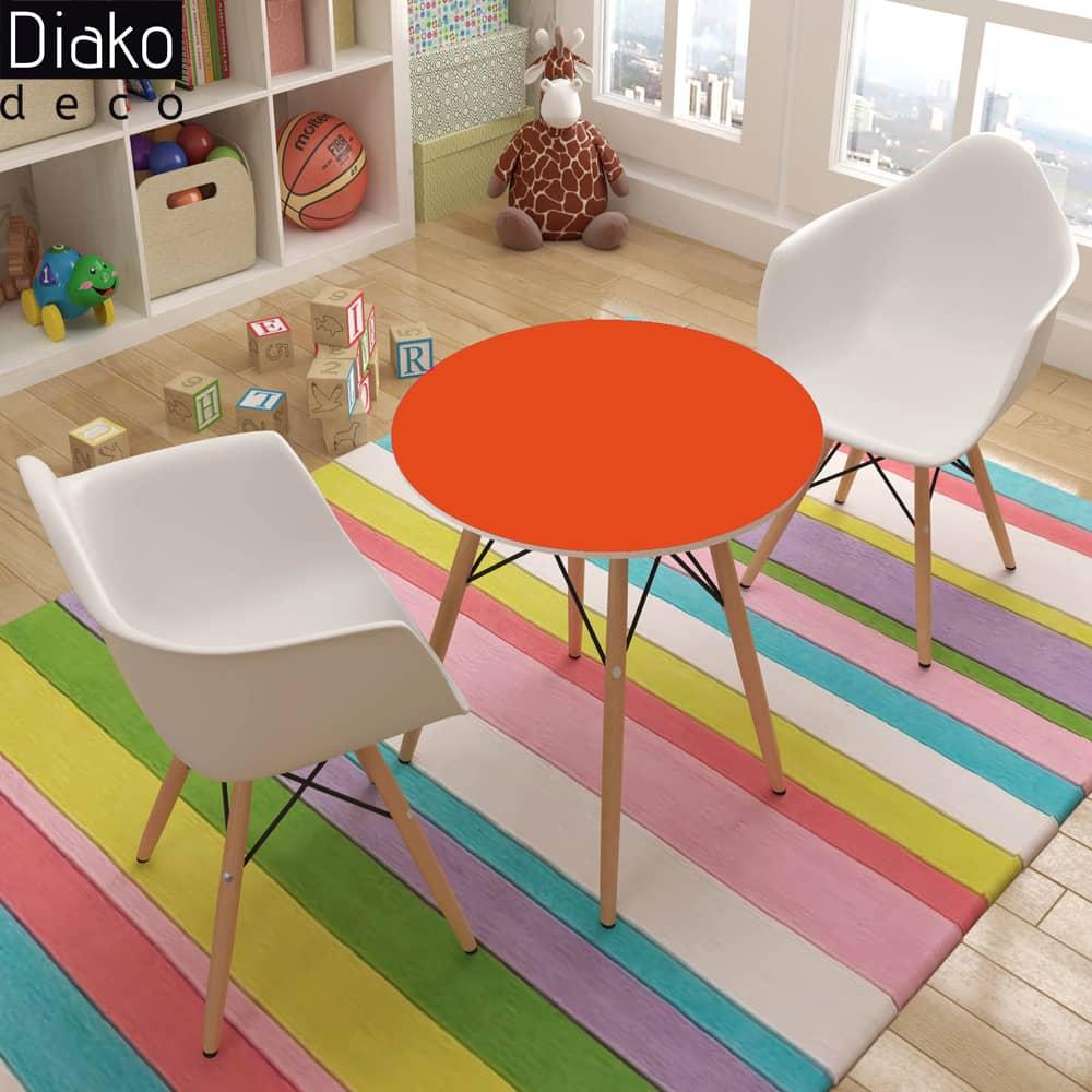 عکس محصول میز مدرن کودک مدل پایه چوبی صفحه نارنجی کد COL-03