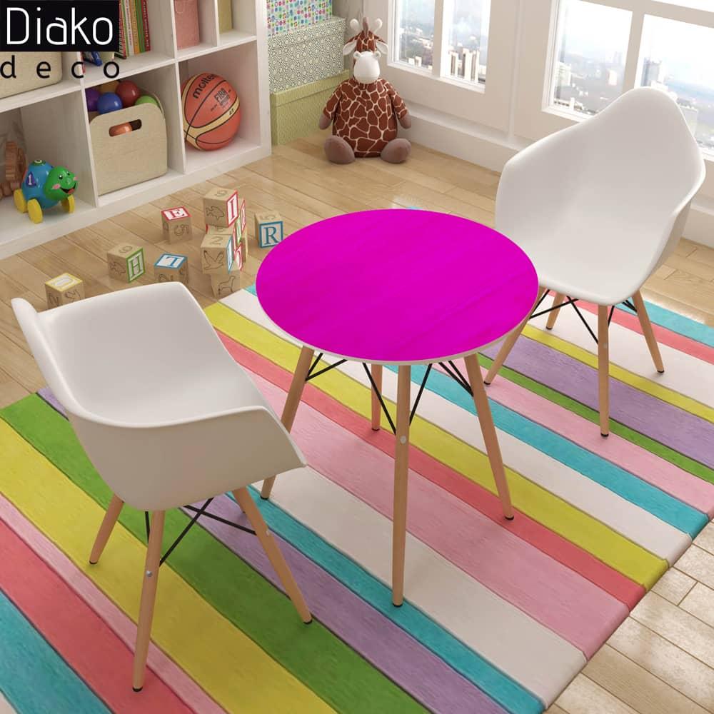 عکس محصول میز مدرن کودک مدل پایه چوبی صفحه صورتی کد COL-04