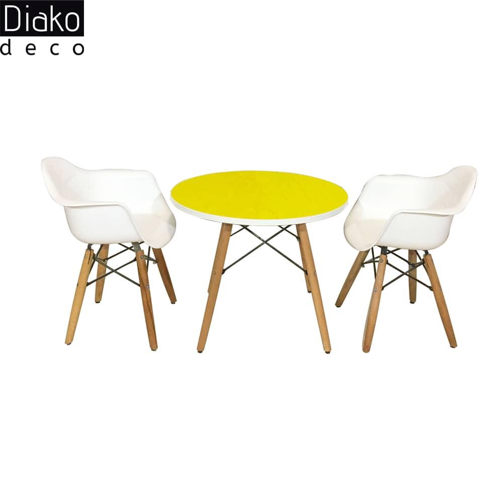عکس محصول میز مدرن کودک مدل پایه چوبی صفحه زرد کد COL-06