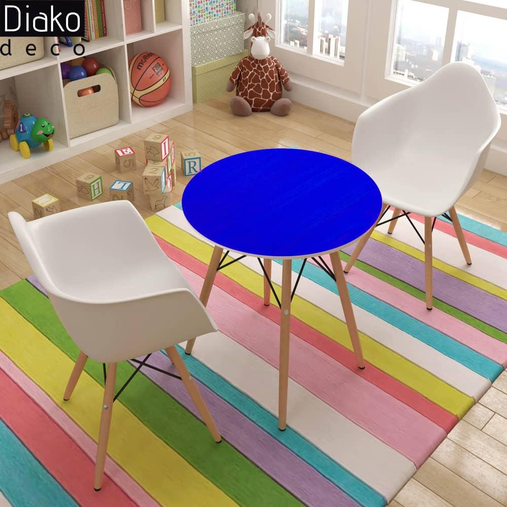 عکس محصول میز مدرن کودک مدل پایه چوبی صفحه آبی کد COL-07