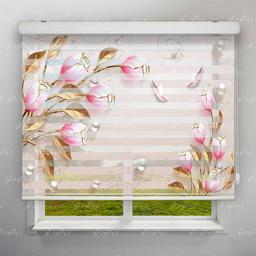 Image of پرده زبرا طرح 3D گل صورتی کد FLW-19