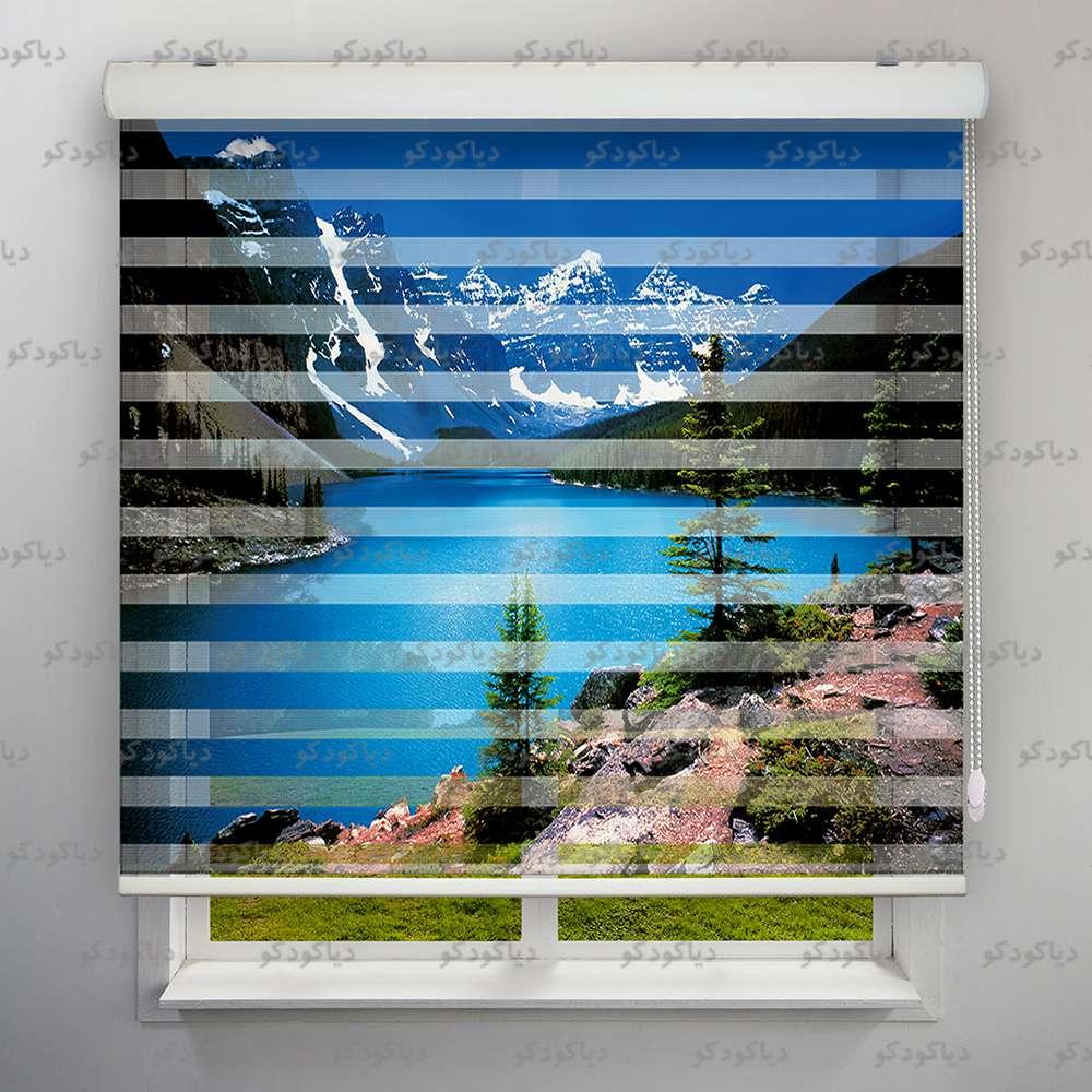 عکس محصول پرده زبرا طرح طبیعت کوه و دریاچه کد NAT-01