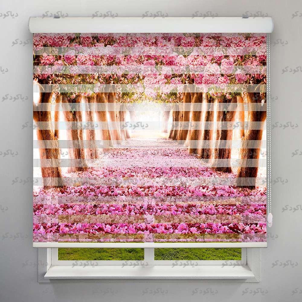 پرده زبرا طرح طبیعت درختان شکوفه صورتی کد NAT-14 پرده زبرا طرح طبیعت درختان شکوفه صورتی کد NAT-14