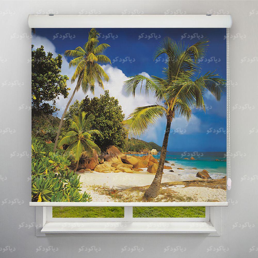 عکس محصول پرده شید طرح طبیعت نخل و ساحل کد NAT-05
