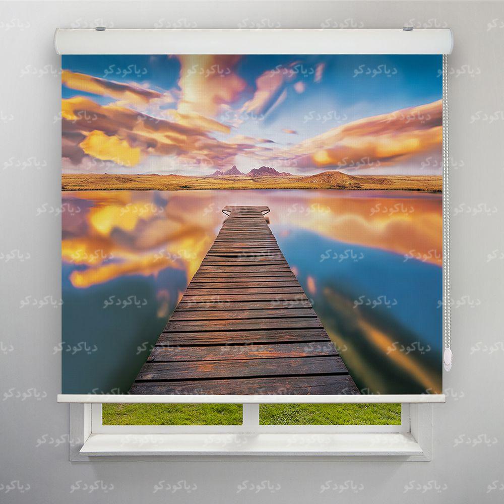 عکس محصول پرده شید طرح طبیعت پل چوبی و غروب ساحل کد NAT-07