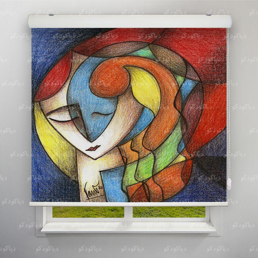 عکس محصول پرده شید طرح هنری کوبیسم رنگی کد ART-04