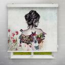 پرده شید طرح هنری دختر و پروانه ها آبرنگی کد ART-05