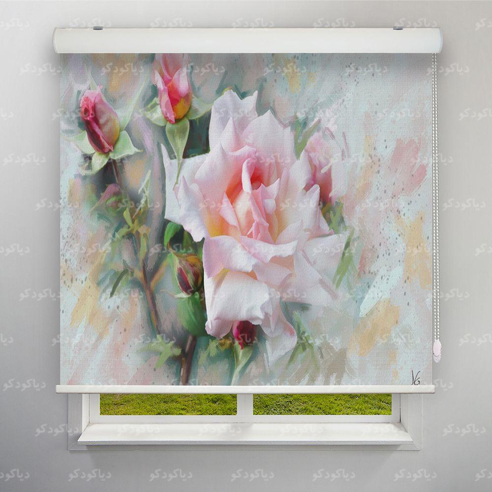 عکس محصول پرده شید طرح هنری گل رز آبرنگی کد ART-08