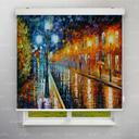 پرده شید طرح هنری رنگ روغن شب بارانی کد ART-02