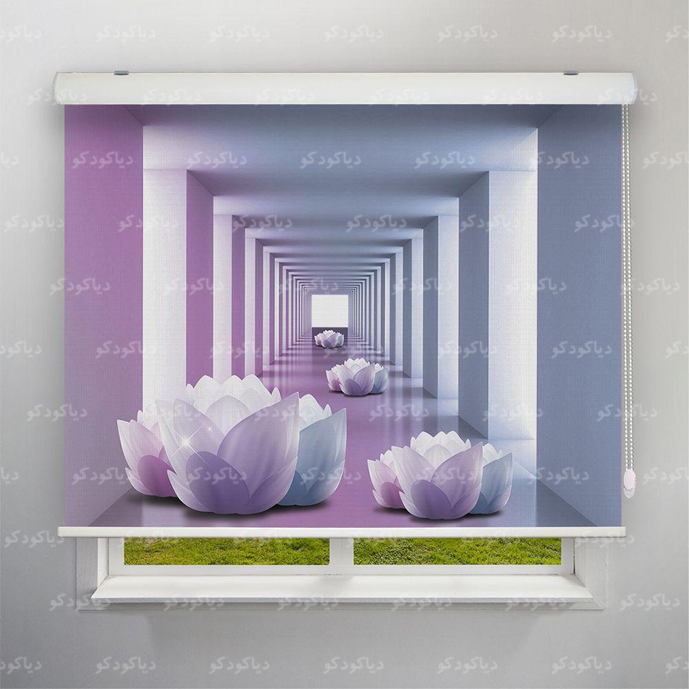 عکس محصول پرده شید طرح سه بعدی گل نیلوفر کد TRD-04