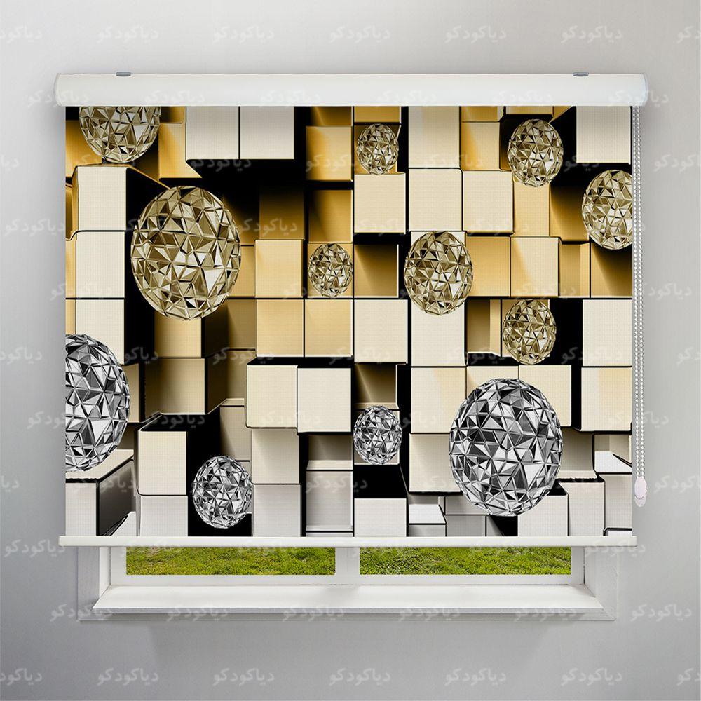عکس محصول پرده شید طرح سه بعدی مکعب و گوی کد TRD-09