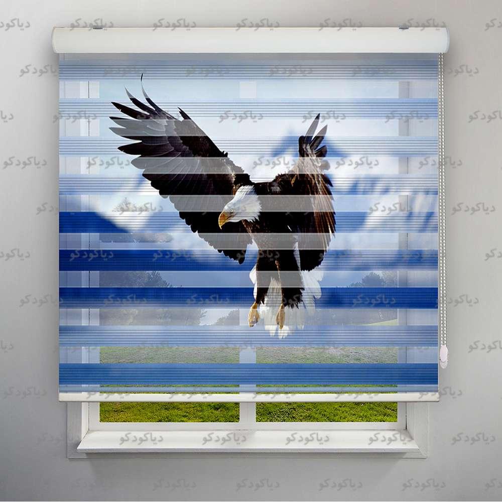 عکس محصول پرده زبرا پلیسه طرح عقاب کد ANM-03