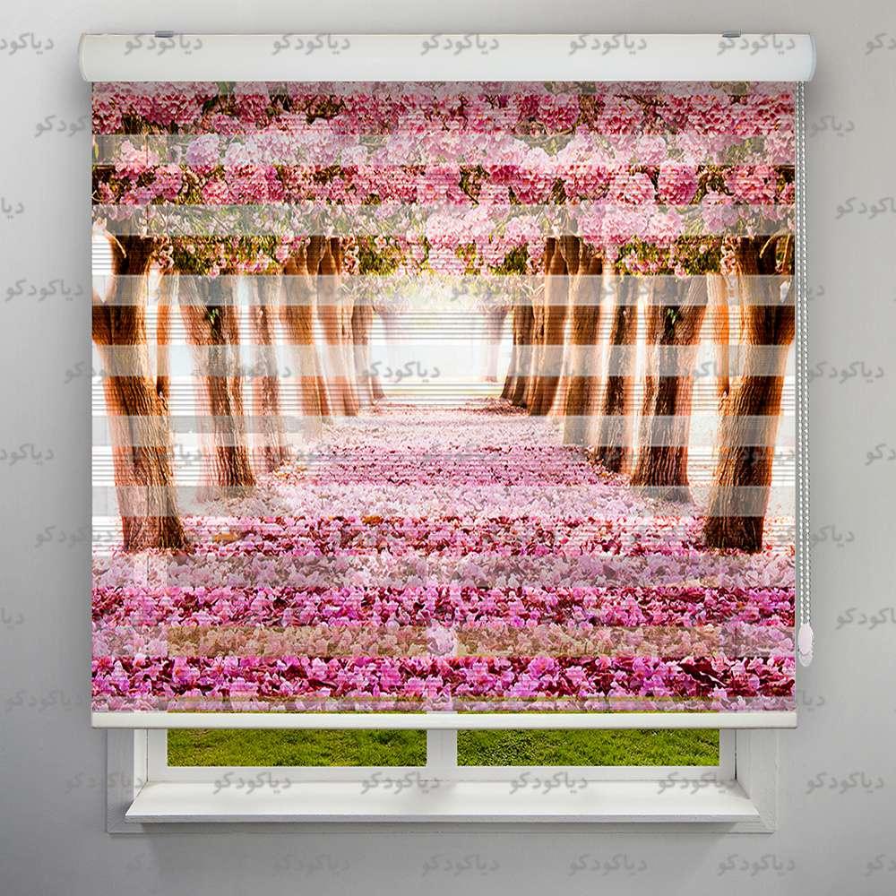 پرده زبرا پلیسه طرح طبیعت درختان شکوفه صورتی کد NAT-14 پرده زبرا پلیسه طرح طبیعت درختان شکوفه صورتی کد NAT-14