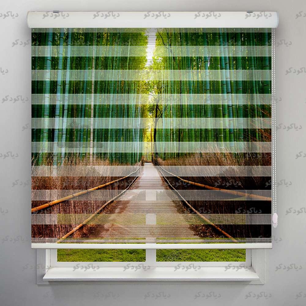 عکس محصول پرده زبرا پلیسه طرح طبیعت جنگل بامبو کد NAT-16