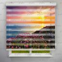 پرده زبرا پلیسه طرح طبیعت دشت زیبا و غروب آفتاب کد NAT-06