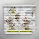 پرده زبرا پلیسه طرح 3D گل برنز زمینه ساتن کد FLW-32