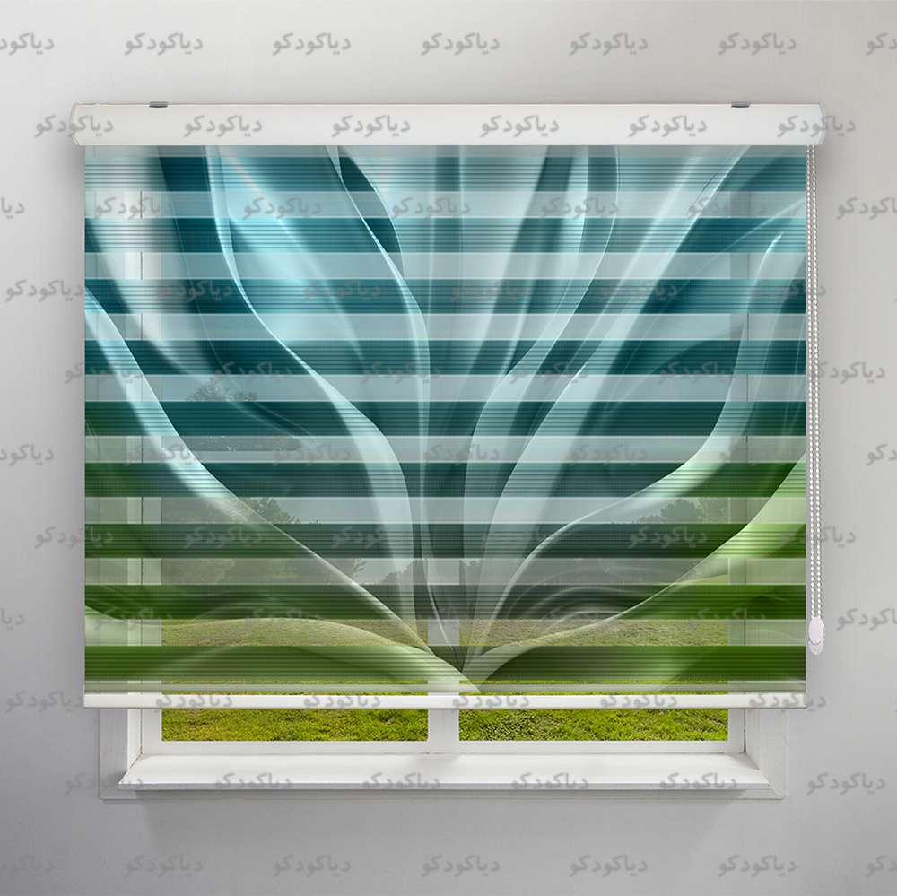 عکس محصول پرده زبرا پلیسه طرح سه بعدی آبی متالیک کد TRD-11