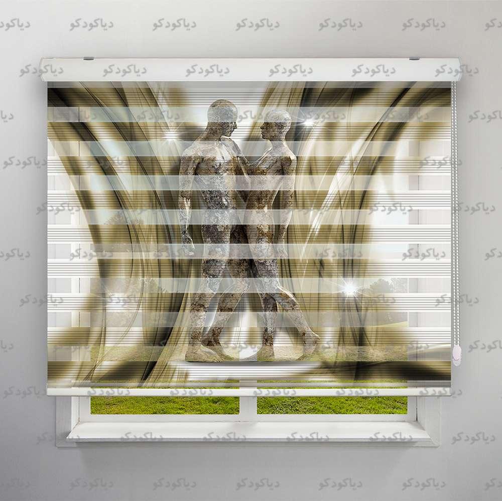 عکس محصول پرده زبرا پلیسه طرح سه بعدی تندیس زن و مرد کد TRD-05