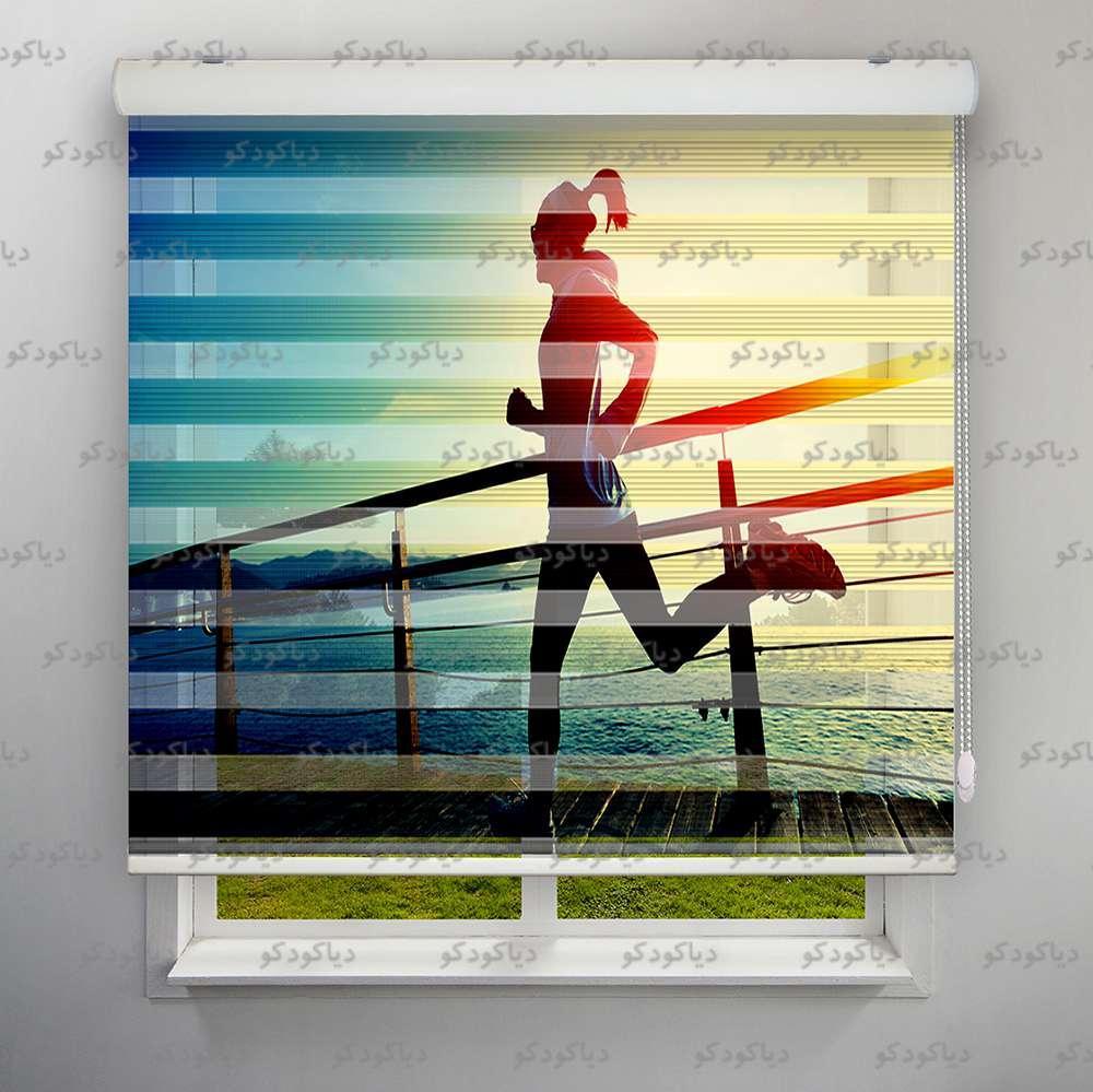 عکس محصول پرده زبرا پلیسه طرح ورزشی دو صبحگاهی کد SPT-08