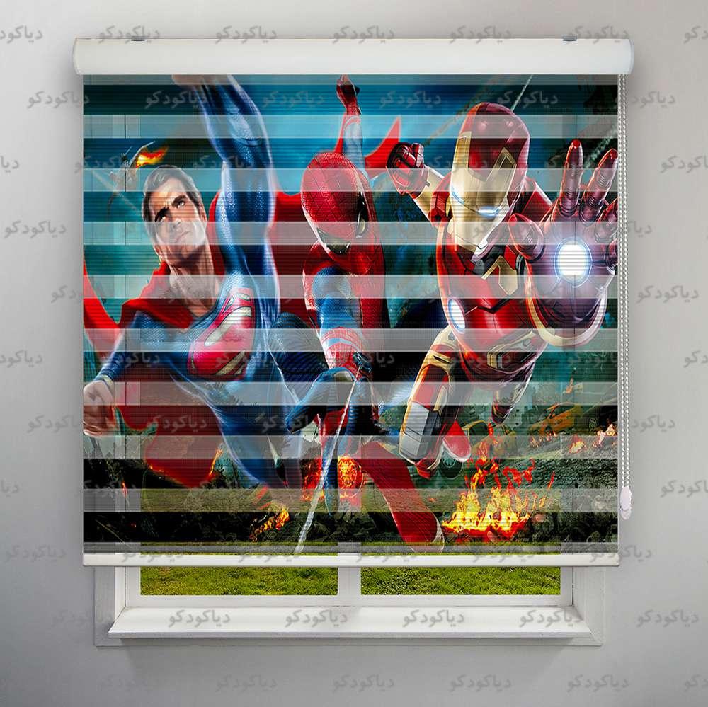 عکس محصول پرده زبرا پلیسه طرح کودک سوپرمن کد KDS-12