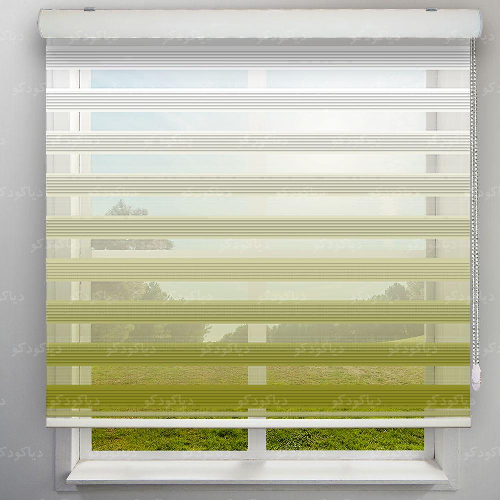 عکس محصول پرده زبرا پلیسه گردینت رنگ سبز زیتونی کد HS2-11