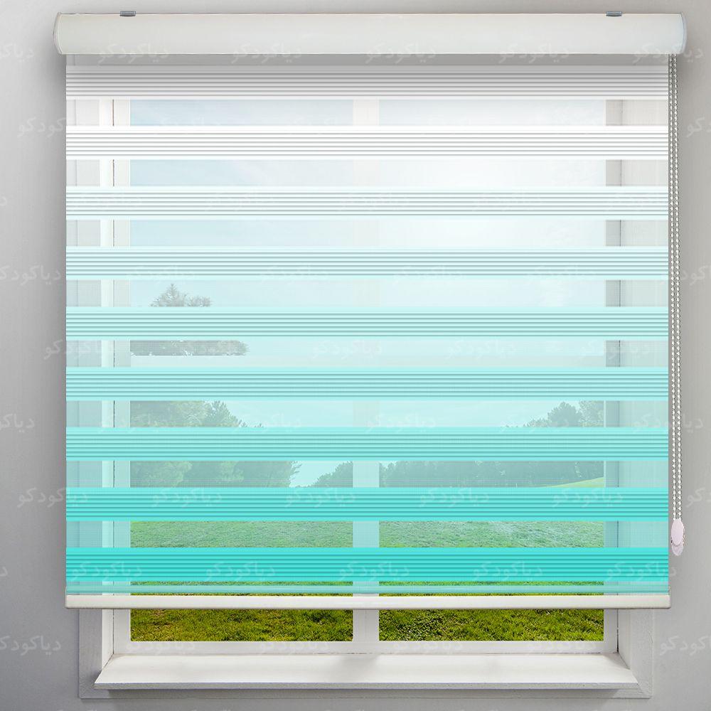 عکس محصول پرده زبرا پلیسه گردینت رنگ فیروزه ای  کد HS2-13