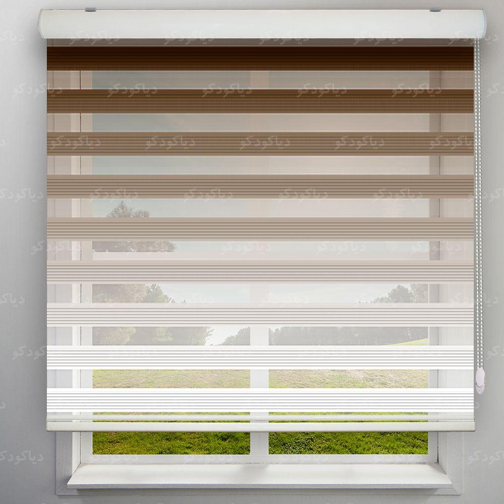 عکس محصول پرده زبرا پلیسه گردینت رنگ قهوه ای کد HS1-06