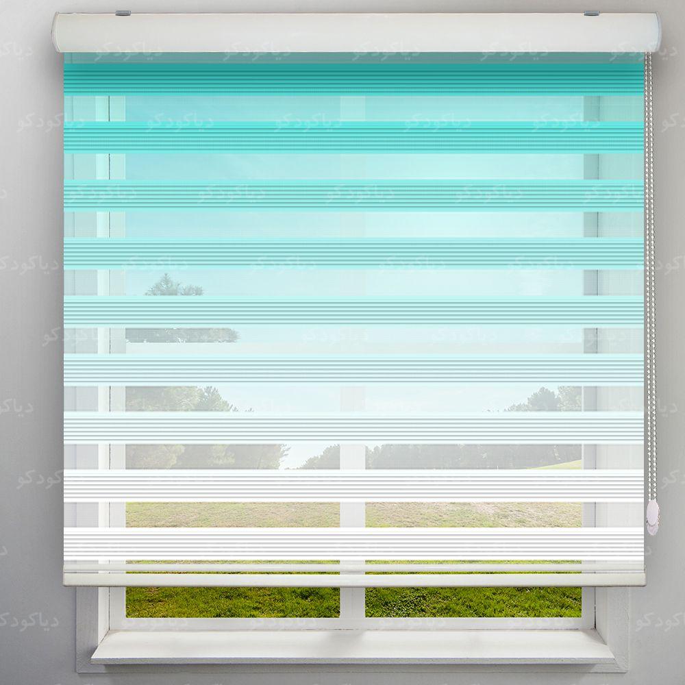 پرده زبرا پلیسه گردینت رنگ فیروزه ای  کد HS2-13 پرده زبرا پلیسه گردینت رنگ فیروزه ای  کد HS2-13