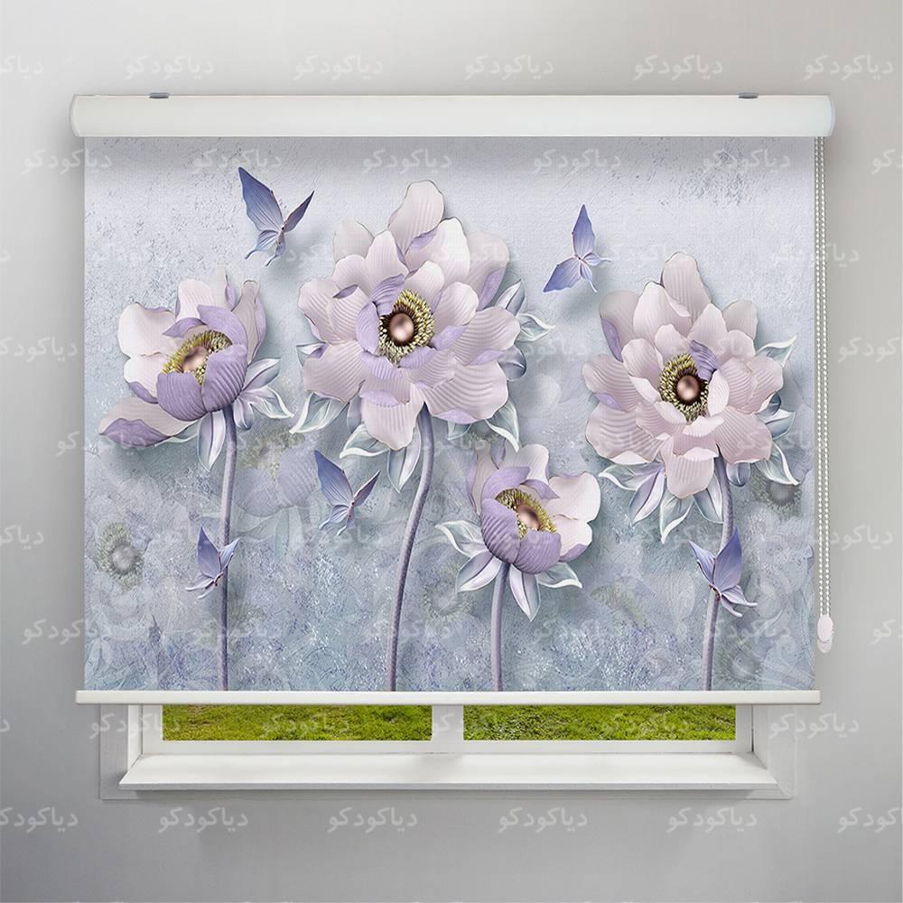 پرده شید طرح 3D گل و پروانه کد FLW-18 پرده شید طرح 3D گل و پروانه کد FLW-18