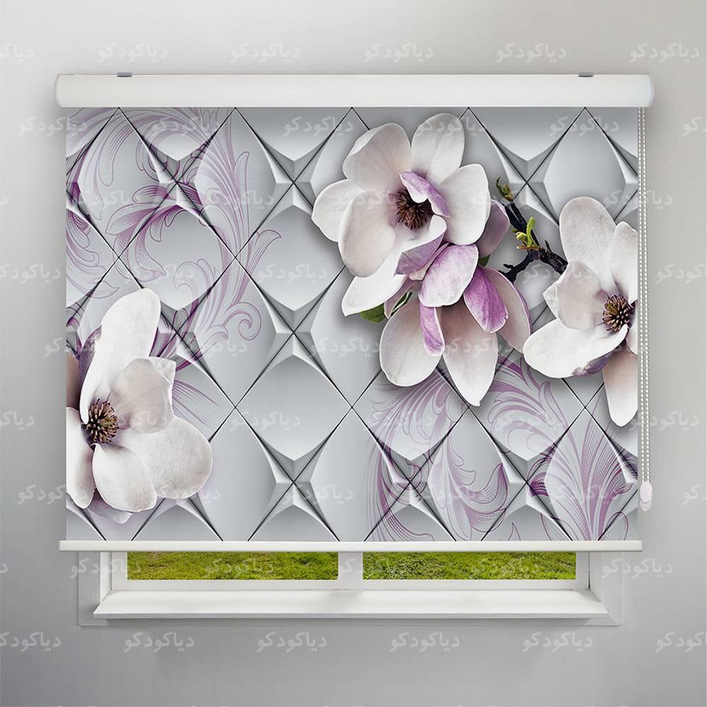 پرده شید طرح 3D مگنولیا سفید کد FLW-20 پرده شید طرح 3D مگنولیا سفید کد FLW-20