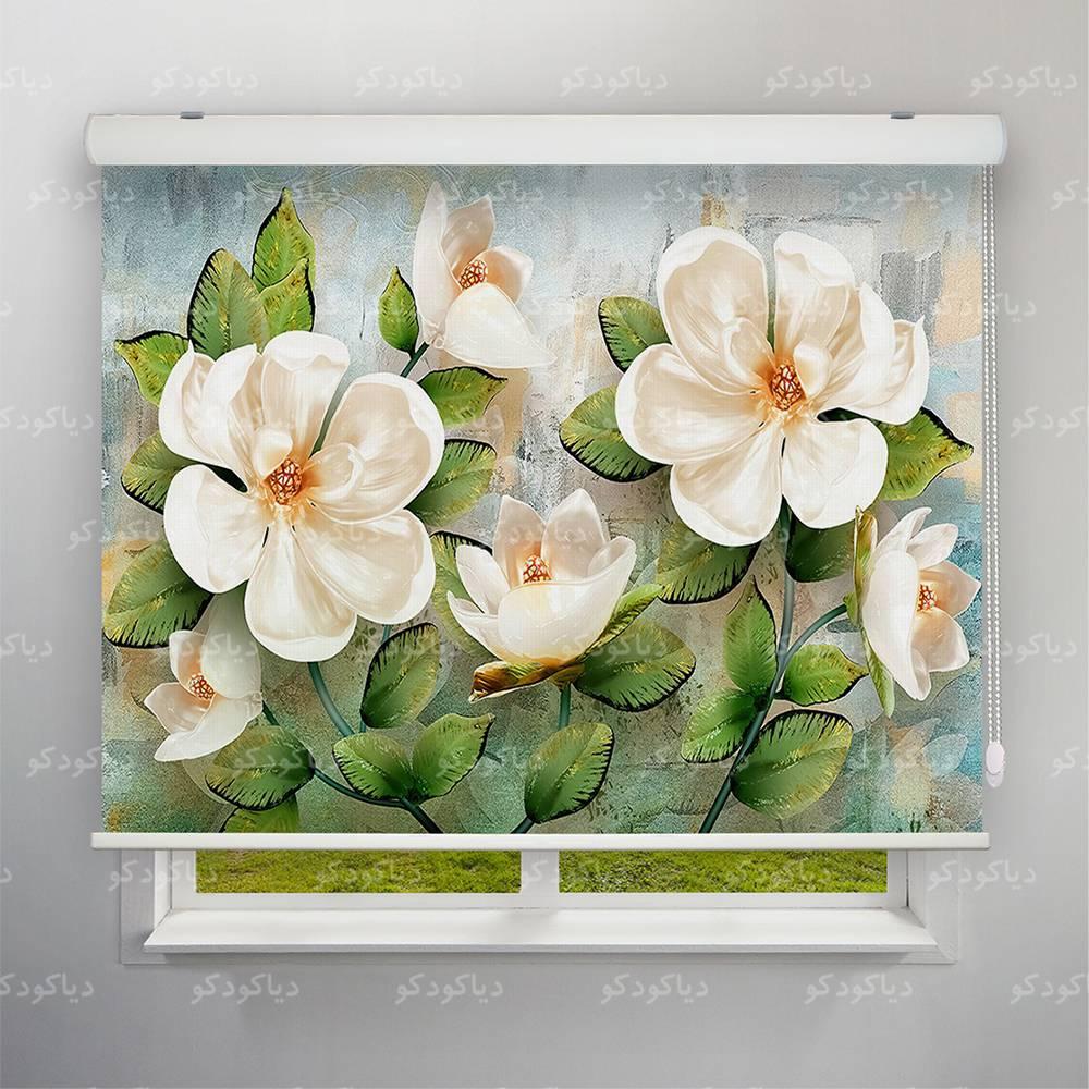عکس محصول پرده شید طرح 3D گلهای زیبا کد FLW-24