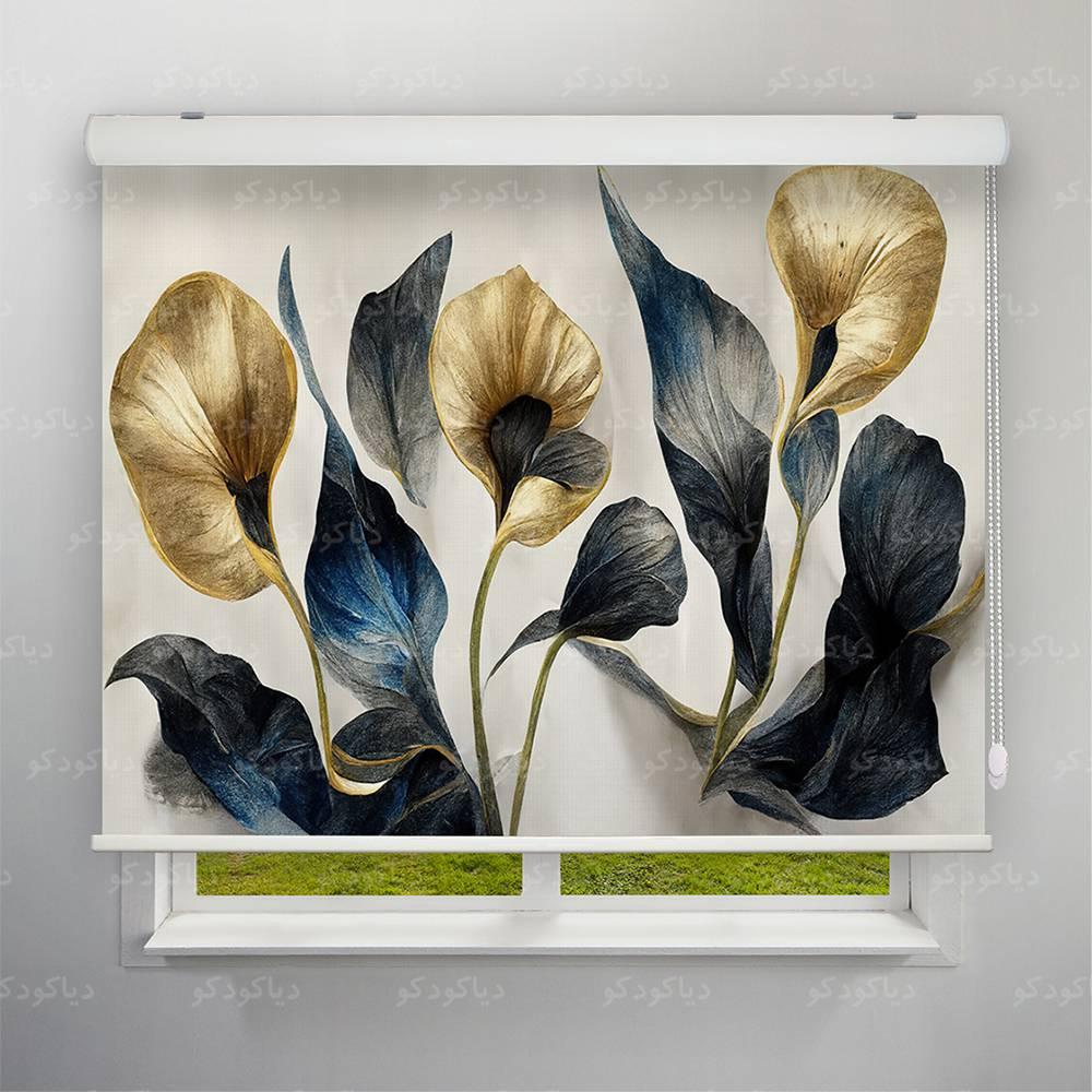 پرده شید طرح 4K گل طلایی کد FLW-05 پرده شید طرح 4K گل طلایی کد FLW-05