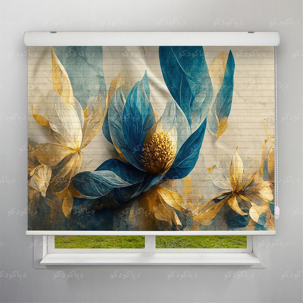عکس محصول پرده سیلوئت طرح 4K گل طلایی کد FLW-11