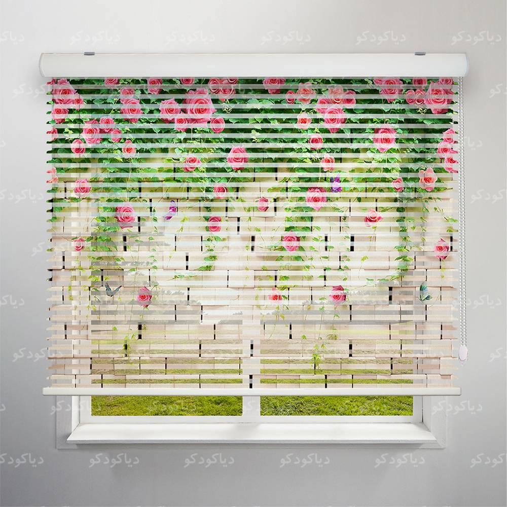 عکس محصول پرده سیلوئت طرح 3D دیوار و گل های رز کد FLW-26