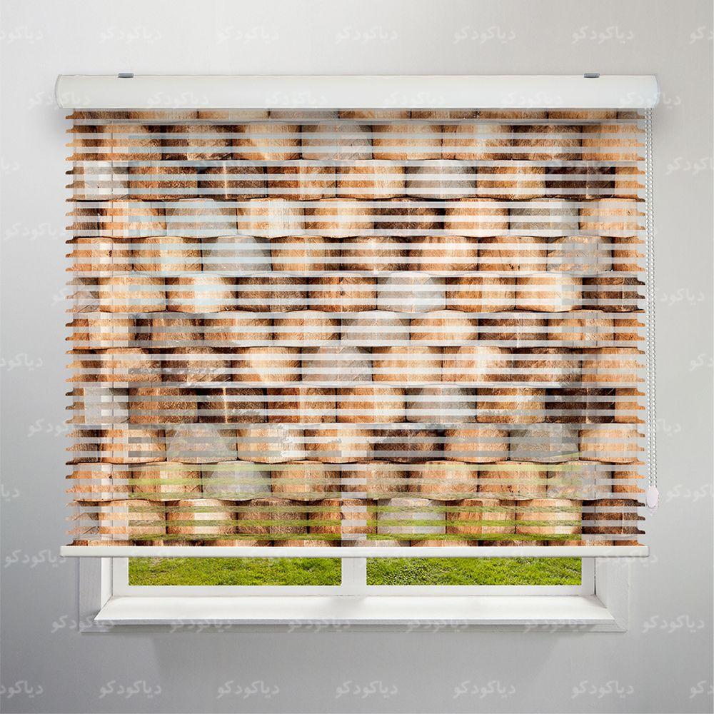 عکس محصول پرده سیلوئت طرح سه بعدی مکعب چوبی کد TRD-08