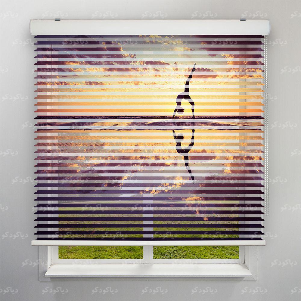 عکس محصول پرده سیلوئت طرح ورزشی یوگا کنار ساحل SPT-09