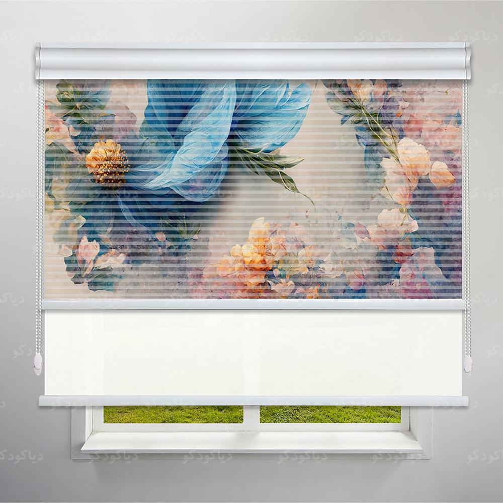 عکس محصول پرده شب و روز طرح 4K گل بنفش کد FLW-16