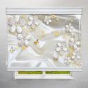 پرده شب و روز طرح 3D گل های نگین دار کد FLW-22