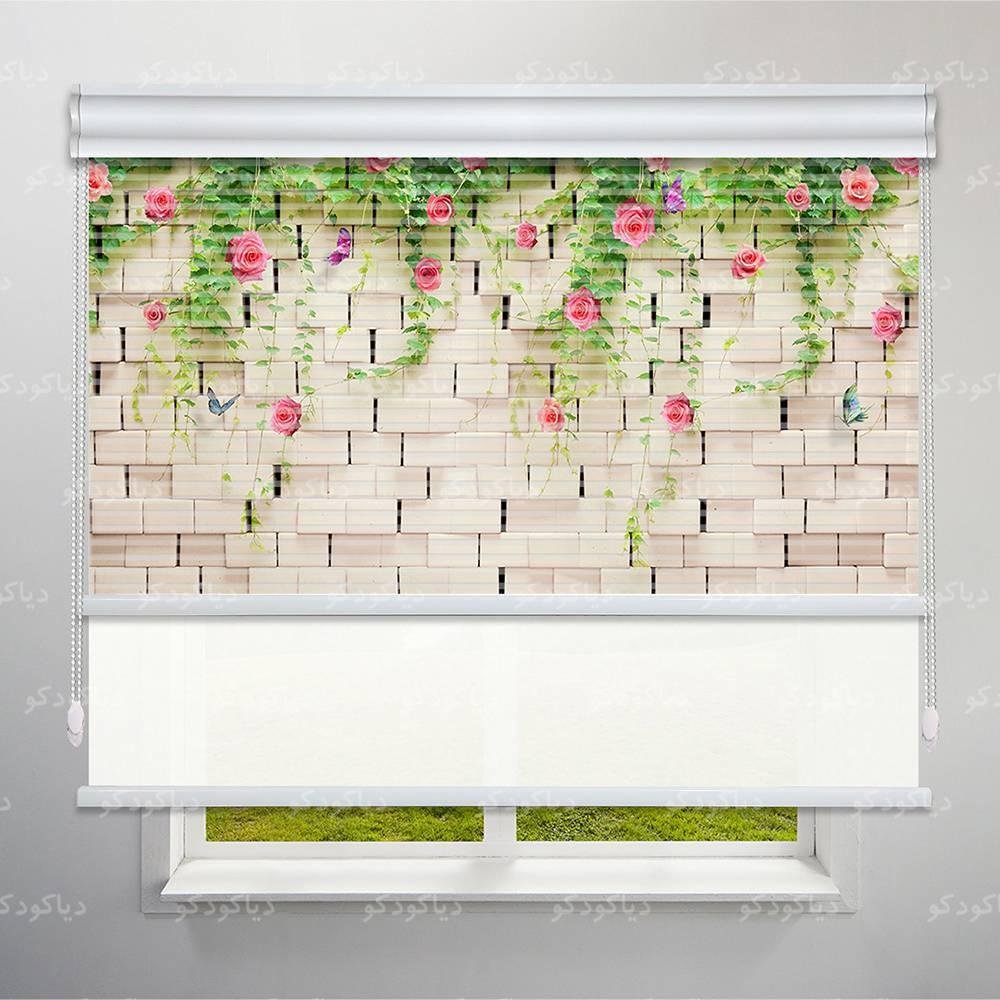 عکس محصول پرده شب و روز طرح 3D گل و پروانه کد FLW-30