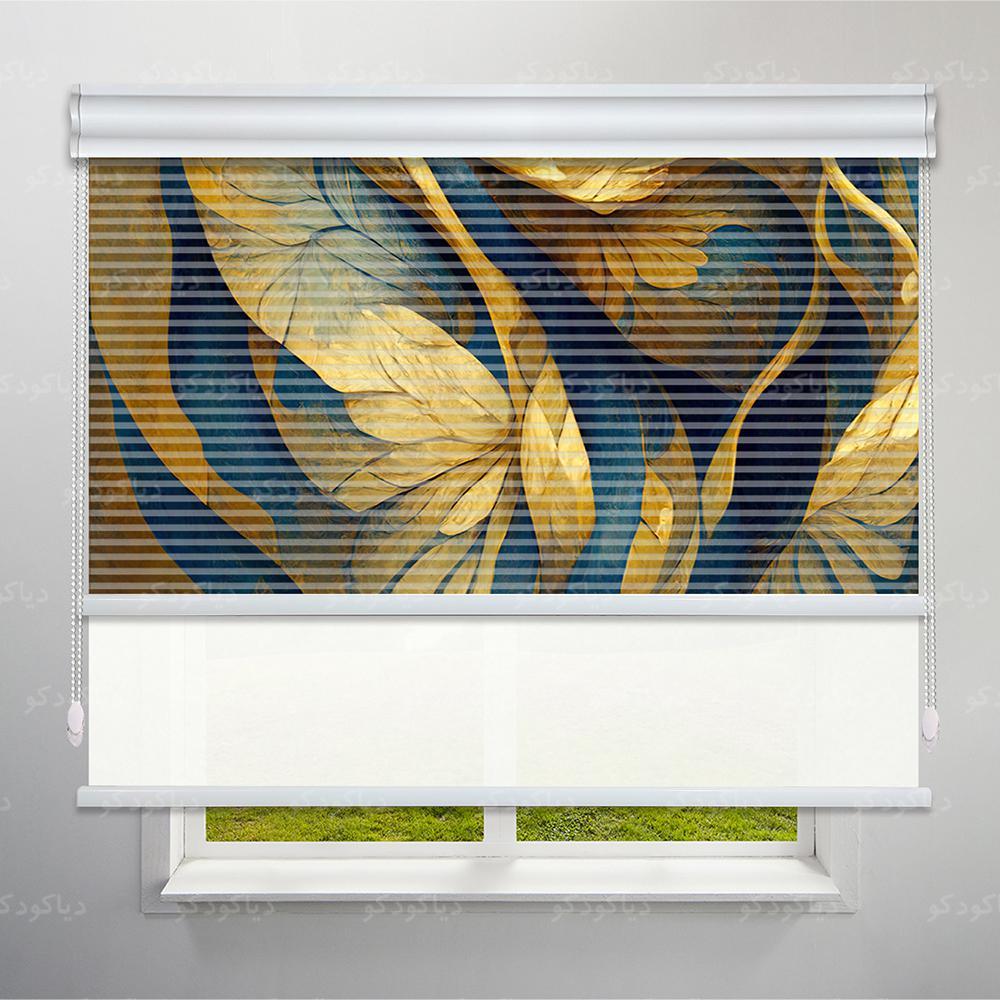 عکس محصول پرده شب و روز طرح 4K گل طلایی کد FLW-06