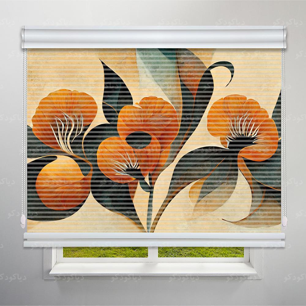 پرده شب و روز طرح 4K گل نارنجی کد FLW-07 پرده شب و روز طرح 4K گل نارنجی کد FLW-07