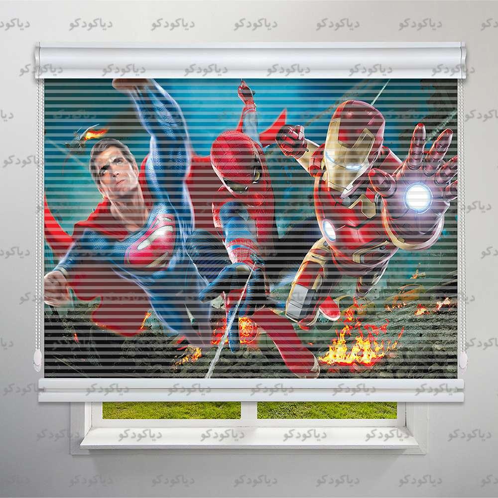 عکس محصول پرده شب و روز طرح کودک سوپرمن کد KDS-12