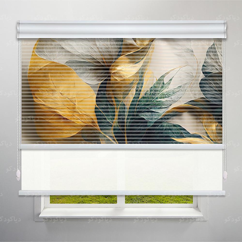 عکس محصول پرده شب و روز طرح4K گل طلایی کد FLW-09