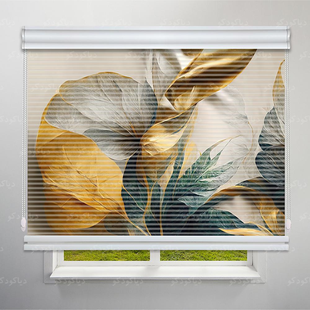 پرده شب و روز طرح4K گل طلایی کد FLW-09 پرده شب و روز طرح4K گل طلایی کد FLW-09
